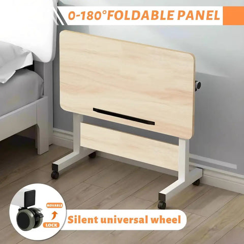 Rolling Desk On Wheels With Adjustable Height For Laptops And Home Office Use Portable Small Standing Desk With Mobility Easy Roll Office Cart in cozy space with foldable panel and universal wheels.