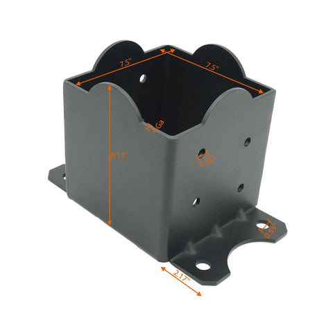 Heavy Duty 8x8 Post Base Brackets For 7.5x7.5 Posts, 2 Pack, Extra Thick 8 Gauge Steel With Black Powder Coat, Built Tough Mounts For Railing, Pergola, Fence, Deck Connection, Post To Deck Mounting Kit