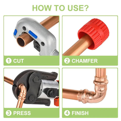 Step-by-step guide using 15 Piece Pro Grade Pro Press Fittings Kit For Copper Pipe Half Inch Heavy Duty Brass Lead Free NSF cUPC Certified.