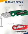 Top Notch Heavy Duty Folding Utility Knives Bulk Bundle Of Forty Pieces With Eighty Replacement Blades Sturdy Zinc Alloy Craft Cutters showing ergonomic handle and blade details.