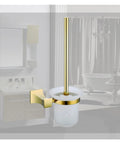 Heavy Duty Wall Mount Toilet Brush Holder With Sleek Chrome And Matte Black Finish A Rock Solid Bathroom Staple That Tackles Toilet Grime Hella Fast And Delivers Zero Fuss Cleanup, featuring golden accents and frosted holder.