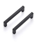 Square Bar Cabinet Handles Matte Black Set Of 10 With 5 Inch Hole Center and 5-1/2 Inch Overall Length, pair view.