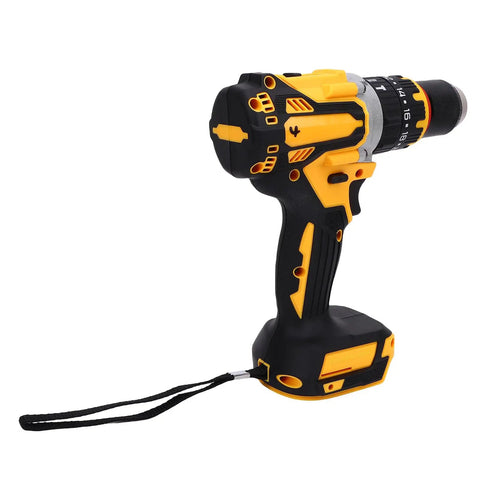Cordless Drill Brushless Motor 100Nm Torque Impact Driver 2000 RPM Professional Grade Power Tool with black and yellow finish.