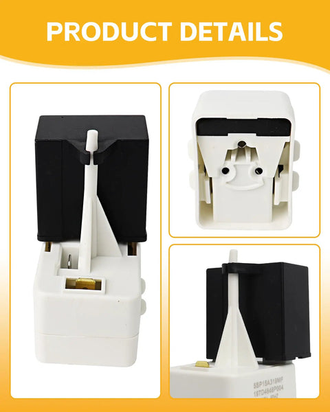 Pro Grade Refrigerator Compressor Start Relay And Overload Capacitor Replacement Kit, white and black component for fridge motors.