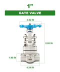 Forged Carbon Steel Gate Valve With Wheel Handle 1 Inch Full Bore Rotary Sluice Valve Front View Measurements