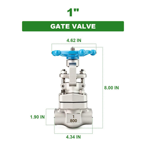 Forged Carbon Steel Gate Valve With Wheel Handle 1 Inch Full Bore Rotary Sluice Valve Front View Measurements