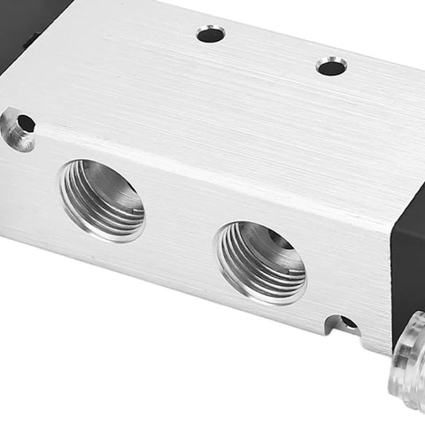 Rock Solid Pneumatic Solenoid Air Valve 3 Position 5 Way DC24V aluminum body with ports for easy installation.