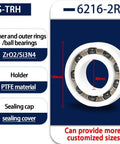 Top Shelf Rock Solid Hybrid Ceramic Bearings 6216-2RS Sealed 80X140X26mm showing ZrO2 rings and Si3N4 balls.