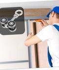 Heavy Duty Steel Sliding Door Track Roller Built Tough As Nails For Smooth As Butter Gliding And High Impact Resistant Performance Garage Door Replacement Accessory being installed.