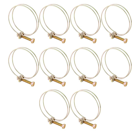 Ten Pieces Double Wire Hose Clamps Adjustable Double Wire Water Hose Barb Clamp Pipe Clip Hoop Plumbing Fastener 28 To 32 Millimeter Range Stainless Steel With Zinc Plated Finish Corrosion Resistant