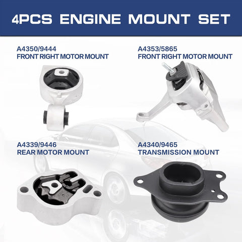 Engine Mount Kit For 2007 To 2017 Altima 2.5L Auto Transmission 4 Piece Set Replace OE A4339 A4340 A4350 A4353