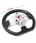 Compact 29 Inch Go Kart Rolling Chassis Kit With Four 6 Inch Wheels For Diy Builds T8F Drive And Front Steering Ready To Roll For Junior Karts And Drift Trikes Four Wheel Set Included. Close-up of steering wheel 270mm diameter.