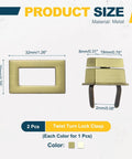 Light Gold Rectangular Twist Lock 2 Pack Purse Closure Hardware Secure Turn Clasp For DIY Handbag And Crossbody Bags, metal, 32x20mm