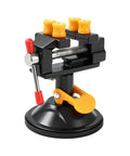 Portable Aluminum Alloy Drill Press Vise With Suction Base, Table Bench Clamp For Jewelry Making And Hobby Crafts, Small Parts Holding, Mini Workbench Vise For Workshop, Lightweight Yet Rugged And Easy Mount. Aluminum suction-base mini vise, 0-32 mm clamp