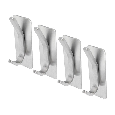 Ditch The Drilling Drama With These Four Heavy Duty Adhesive Hooks Locking Your Coats And Hats Down With Solid Grip On Tile Glass Or Paint Using Shiny Stainless Steel Silver Storage Hooks.