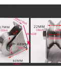 Stainless Steel 2 Inch Sliding Gate V Groove Roller Bearings Pulley Wheels With Bracket For Track Rail System, side view