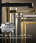 Variety of bath spouts showing finishes including Tone Wall-Mount Bath Spout With Diverter In Vibrant Brushed Nickel Finish