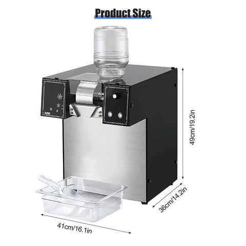 Commercial Electric Shaved Ice Machine For Snow Cones And Milk Tea Shops Adjustable Thickness Ice Shaver Grinder dimensions
