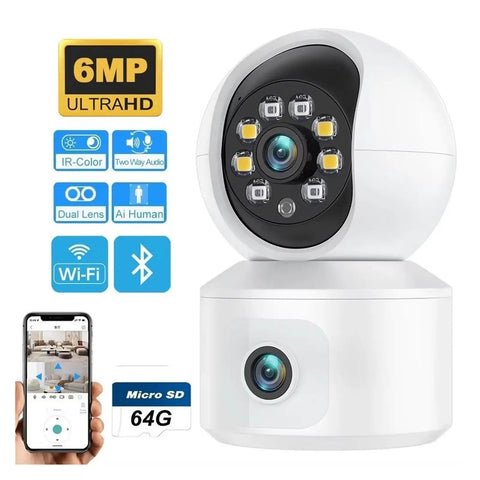 6Mp Dual Lens Wifi Ip Camera With Built In Screen Features Ai Human Detection Smooth Auto Tracking and Flat Out Reliable Ptz Pan Tilt Zoom Tech