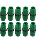 Expandable Garden Hose Repair Kit For 5/8 And 3/4 Inch Lines Quick Connect Fittings, ten green connectors for hose repairs.