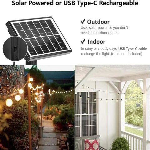Solar Powered Outdoor String Lights 97ft With 48 Waterproof Shatterproof Bulbs for patio backyard porch setup