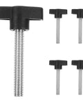 Five Piece M8 X 50 Millimeter Thumb Screw Kit With Wing Knobs showcasing black wing grips and metal threaded screws.