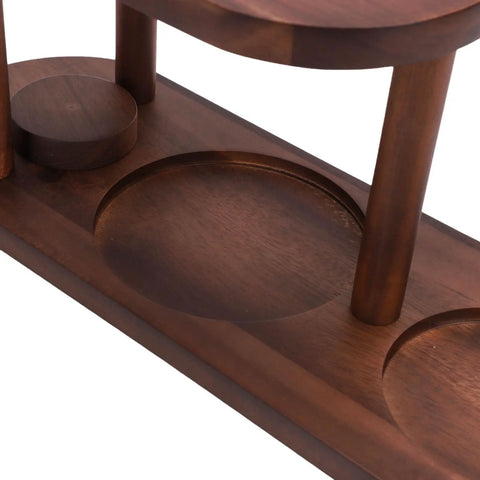 Professional Grade Solid Wood Pour Over Coffee Station Featuring Rock Solid Dripper Platform And Preferred Kettle Rest, detailed wooden texture.