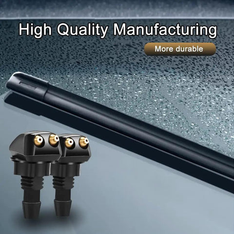 Two Pack Car Front Windshield Washer Nozzles Double Hole Straight Column Sprayer Nozzle For Most Vehicles Durable Nylon Wiper Spray Jet Replacement Easy Install