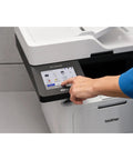 Person using touch screen on Professional Monochrome Laser All In One Printer With Scanner And Copier Lightning Fast 50 Ppm Model MFC L5915DW