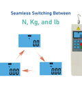 Tough As Nails Heavy Duty Digital Force Gauge 100N showing seamless switching between N, Kg, and lb on the display.