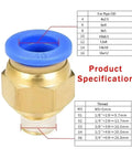 20 Piece Pneumatic Air Connector Fittings Kit With 10mm 12mm 14mm 16mm Sizes M5 Thread Durable Hose Adapters For Air Tools DIY Projects Two Way And One Way Pipe Connectors brass fitting with blue 10mm pipe insert