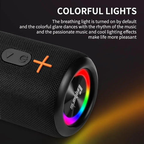Close-up of Two In One Portable Splittable Bluetooth Speaker Waterproof Bluetooth 5.3 with colorful LED lights and controls