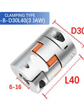 Straight Up Heavy Duty Flexible Plum Clamp Coupler With D30 L40 Jaw Shaft Build showing dimensions D30 and L40 for printers and robotic drives.