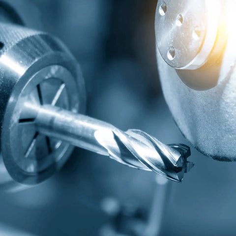Close-up of a CNC machine using an ER20 Spring Collet Five Sixteenths Inch Clamping Diameter for precision tooling and machining.