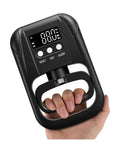 Top Tier Digital Grip Force Gauge Tester Pushes And Pulses Up To 265 Pounds USB Powered Hand Dynamometer in hand, LCD display visible.