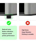 Comparison of Rock Solid 3D Printer Anti Vibration Feet Pads with screw demonstrating reduced noise and vibrations.