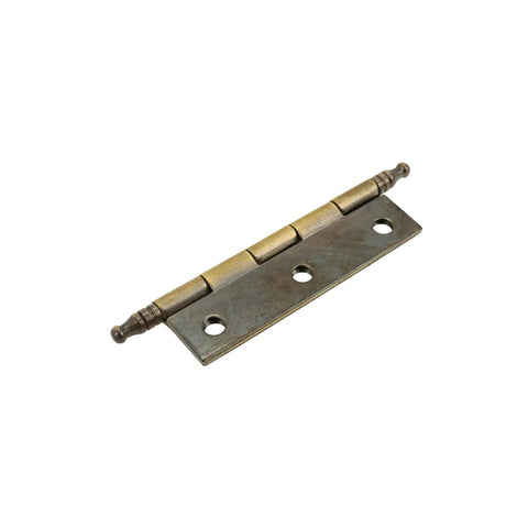 Straight Up Premium Rustproof 2.5 Inch Square Door Hinges Featuring Vintage Antique Brass Crown Details, heavy duty hinge close-up.