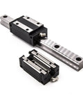 Built Tough HSR45 Linear Guide Rail 2300mm For CNC Routers showcasing HSR45CR carriage blocks on a steel slide.
