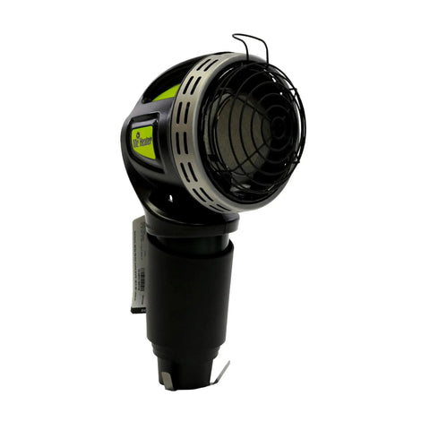 Portable 4000 BTU Radiant Propane Heater for Golf Carts heats up to 100 sq ft with a 1 lb cylinder, black with safety tip switch.