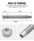 Solid 75mm Wheel Stud Conversion Kit Made From Heavy Duty 4135 CrMo Steel With Tough M12 Thread Perfect For Most E-Series Chassis Vehicles And Big Rims, M12x1.5 thread, 75mm long