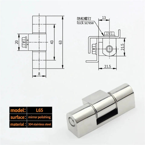 Heavy Duty Soft Close Cabinet Hinges With Smooth Bearing Door Hardware Zinc Alloy Stainless Steel Kitchen Cupboard Fittings, model L65, polished finish, dimensions shown.