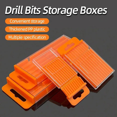 Orange Plastic Drill Bits Storage Box With Pull Out Design, Durable Tool Case For Twist Drills And Tap Accessories, Thickened Build