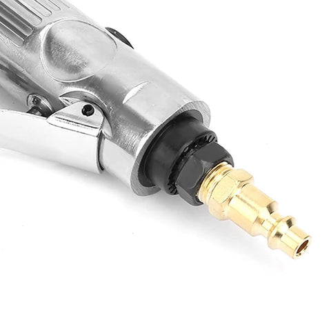 Close-up of the connection detail of 90 Degree Pneumatic Angle Die Grinder Cranking At 20000 Rpm With 2 Inch Grinding Disc.