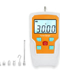 Precision Digital Force Gauge With Kickass Push Pull Testing Capabilities And Straight Up Hella Accurate Readings In Newton Pound Ounce Units For Heavy Duty Material Stress Checks And Bombproof Calibration with display and accessories.