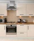 Modern kitchen featuring Eight Inch Square Cabinet Handles Matte Black Pulls For Kitchen Drawers And Cabinets Set Of Eighteen Durable Hardware.
