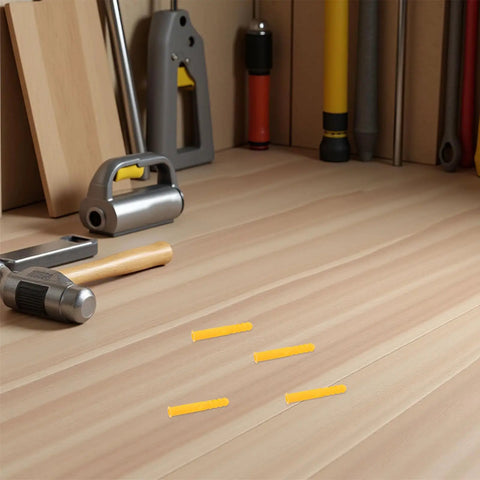 Self Drilling Wall Anchors Kit With Yellow Expansion Tubes, 200 Pieces Of High Impact Plastic For Hollow Walls on wooden surface
