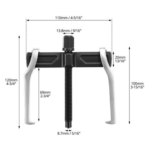 4 Inch 2 Jaw Gear Puller For Internal And External Removal Of Flywheels Gears Pulleys And Bearings Built Tough In CRV Steel