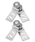 Top Shelf 4 Pc Stainless Steel Bearing Pulleys For Sliding Wardrobe Doors With 23 mm Axle, double channel offset rollers close-up.