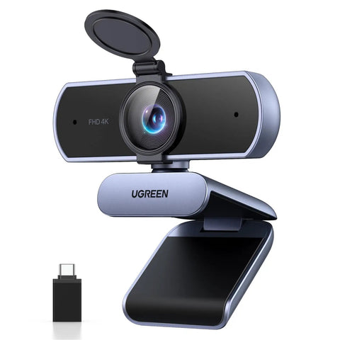4K 30FPS Ultra HD PC Webcam With Microphone, Privacy Cover, 70 Degree Field Of View, PDAF Autofocus, USB A And USB C Plug And Play
