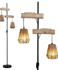Two Light Rattan Floor Lamp With Independent Control Switch Rustic Farmhouse Tall Standing Lamp 68 Inch Ideal For Living Room Bedroom Or Office With Rattan Lampshades For Cozy Ambient Light And Rustic Charm